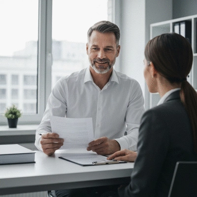 Professional legal consultation in a modern office setting