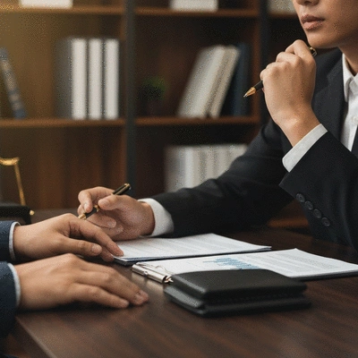 Professional legal consultation in a modern office setting